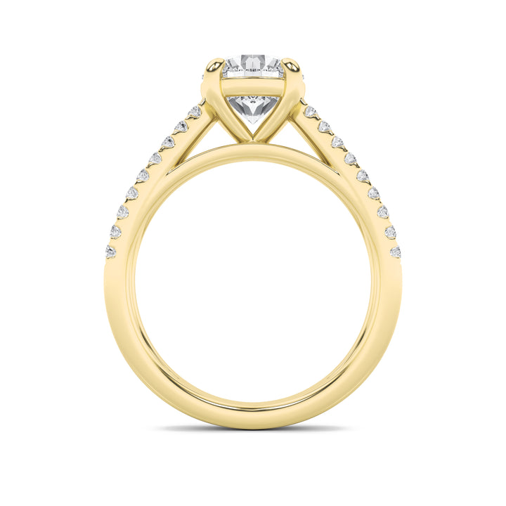 2Cttw Round Shaped Lab Grown Diamond (F/VS) CrossShank Accented Engagement Ring in 14K Gold