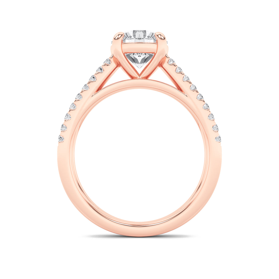 2Cttw Round Shaped Lab Grown Diamond (F/VS) CrossShank Accented Engagement Ring in 14K Gold