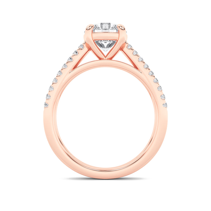2Cttw Round Shaped Lab Grown Diamond (F/VS) CrossShank Accented Engagement Ring in 14K Gold