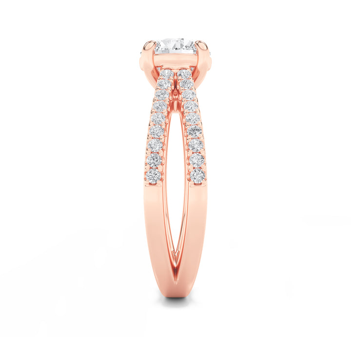 2Cttw Round Shaped Lab Grown Diamond (F/VS) CrossShank Accented Engagement Ring in 14K Gold