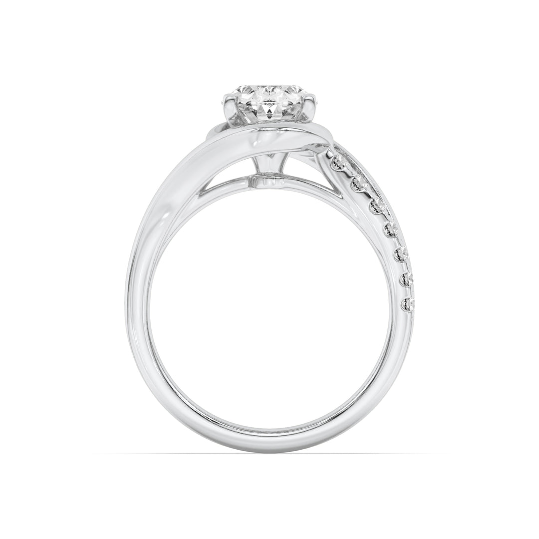2Cttw Oval Shaped Lab Grown Diamond (G/VS) Swirl Shank Accented Engagement Ring in 14K Gold