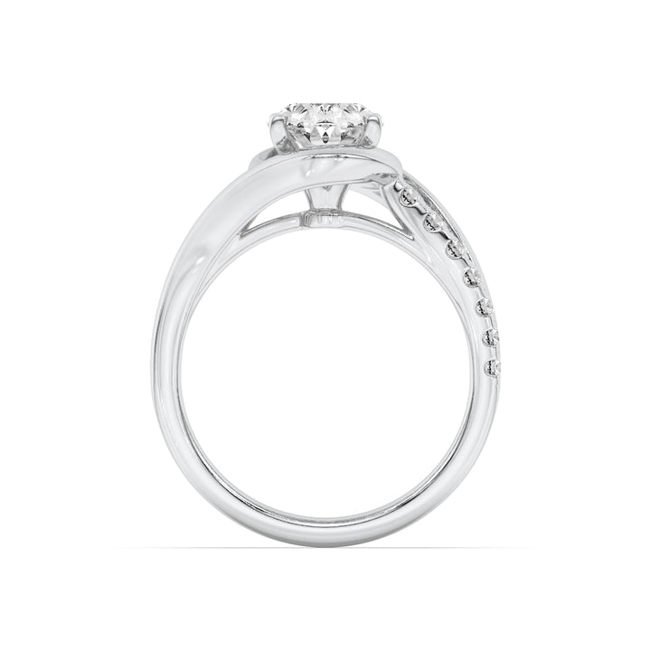 2Cttw Oval Shaped Lab Grown Diamond (G/VS) Swirl Shank Accented Engagement Ring in 14K Gold