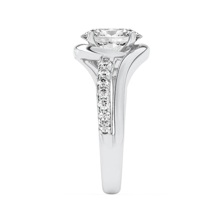 2Cttw Oval Shaped Lab Grown Diamond (G/VS) Swirl Shank Accented Engagement Ring in 14K Gold
