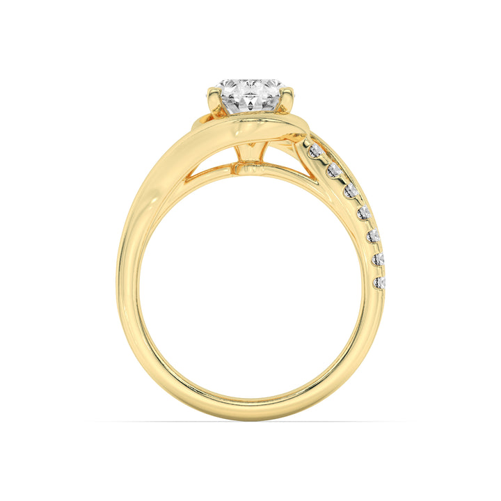 2Cttw Oval Shaped Lab Grown Diamond (F/VS) Swirl Shank Accented Engagement Ring in 14K Gold