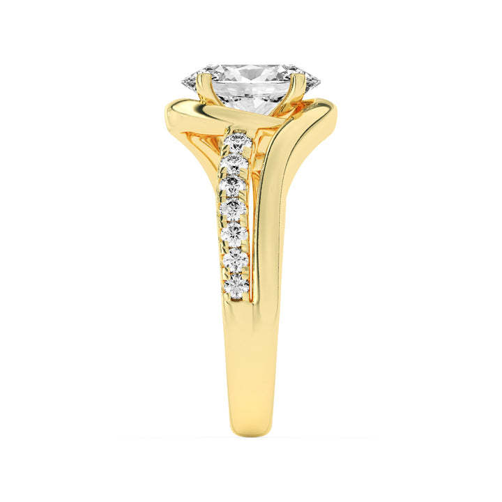 2Cttw Oval Shaped Lab Grown Diamond (F/VS) Swirl Shank Accented Engagement Ring in 14K Gold