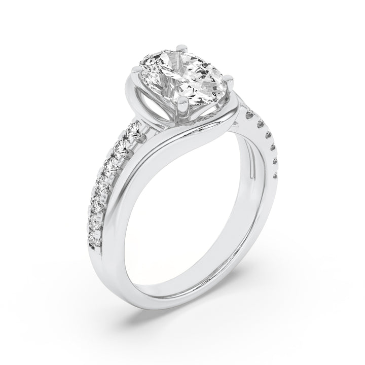 3.5Cttw Oval Shaped Lab Grown Diamond (F/VS) Swirl Shank Accented Engagement RING in 14K Gold