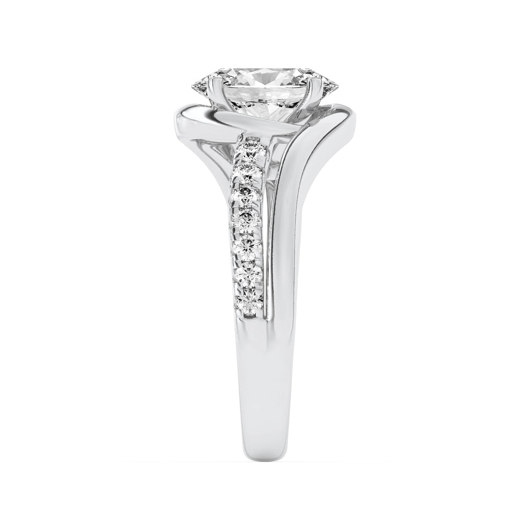 3.5Cttw Oval Shaped Lab Grown Diamond (F/VS) Swirl Shank Accented Engagement RING in 14K Gold