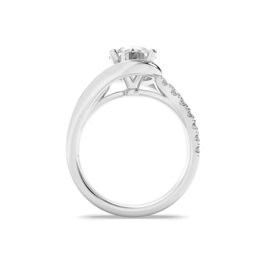 2Cttw Round Shaped Lab Grown Diamond (G/VS) SwirlShank Accented Engagement Ring in 14K Gold