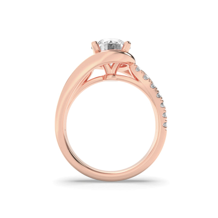 2Cttw Round Shaped Lab Grown Diamond (F/VS) SwirlShank Accented Engagement Ring in 14K Gold