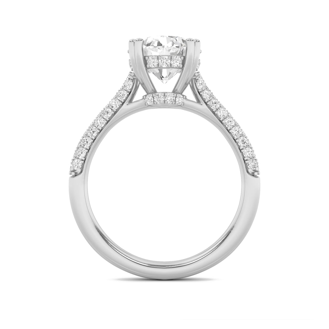 3Cttw Round Shaped Lab Grown Diamond (F/VS) Triple Row Accented Engagement Ring in 14K Gold