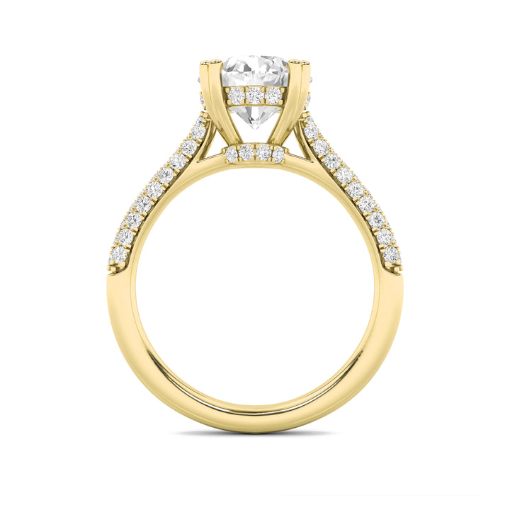 3Cttw Round Shaped Lab Grown Diamond (F/VS) Triple Row Accented Engagement Ring in 14K Gold