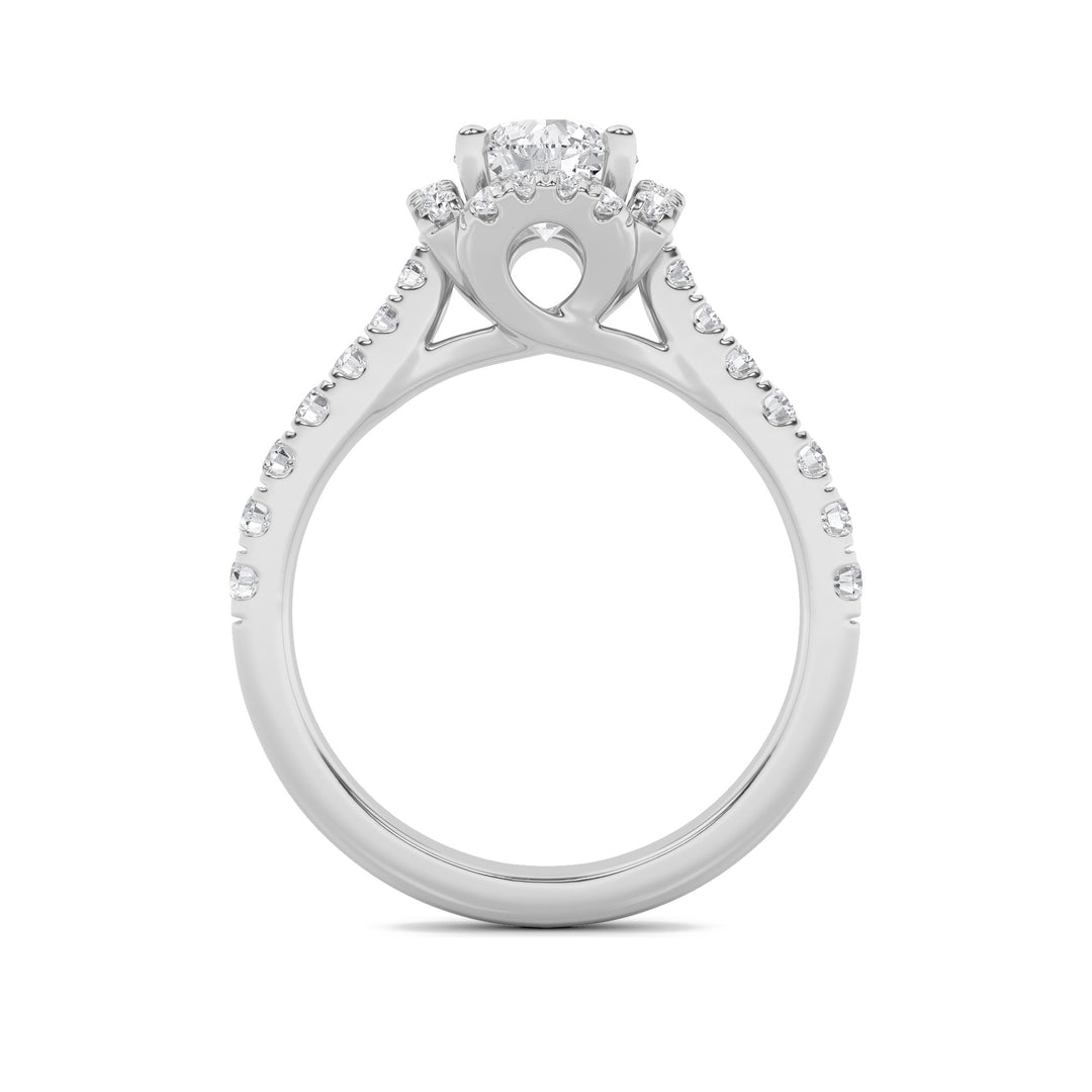 1.5CTW Round Shaped Lab Grown Diamond (F/VS) Halo Accented Engagement Ring in 14K Gold