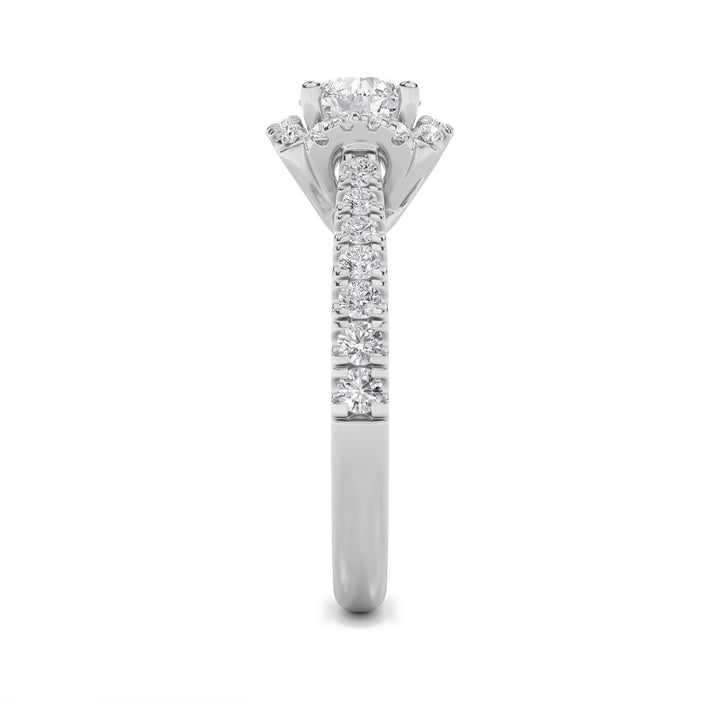 1.5CTW Round Shaped Lab Grown Diamond (F/VS) Halo Accented Engagement Ring in 14K Gold