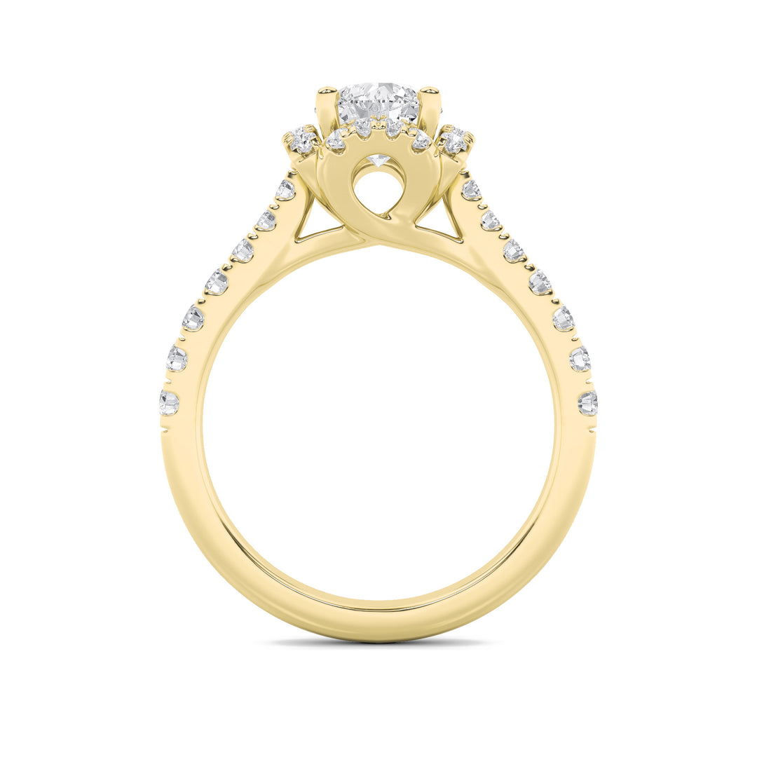 1.5Cttw Round Shaped Lab Grown Diamond (F/VVS) Halo Accented Engagement Ring in 14K Gold