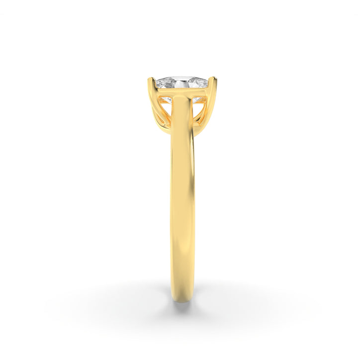 1CTW Elongated Cushion Shaped Lab Grown Diamond (F/VS) Plain Cathedral Trellis Shank Solitaire Engagement Ring in 14K Gold