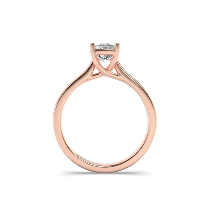 1CTW Elongated Cushion Shaped Lab Grown Diamond (F/VS) Plain Cathedral Trellis Shank Solitaire Engagement Ring in 14K Gold