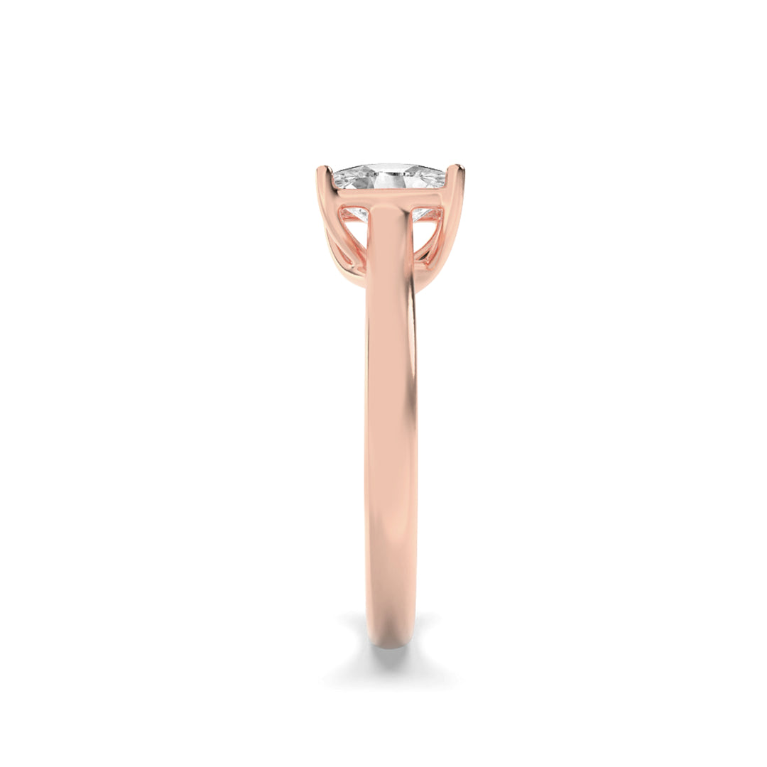 1CTW Elongated Cushion Shaped Lab Grown Diamond (F/VS) Plain Cathedral Trellis Shank Solitaire Engagement Ring in 14K Gold