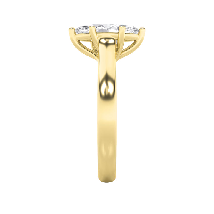 1CTW Marquise Shaped Lab Grown Diamond (F/VS) Plain Cathedral Trellis Shank Solitaire Engagement Ring in 14K Gold