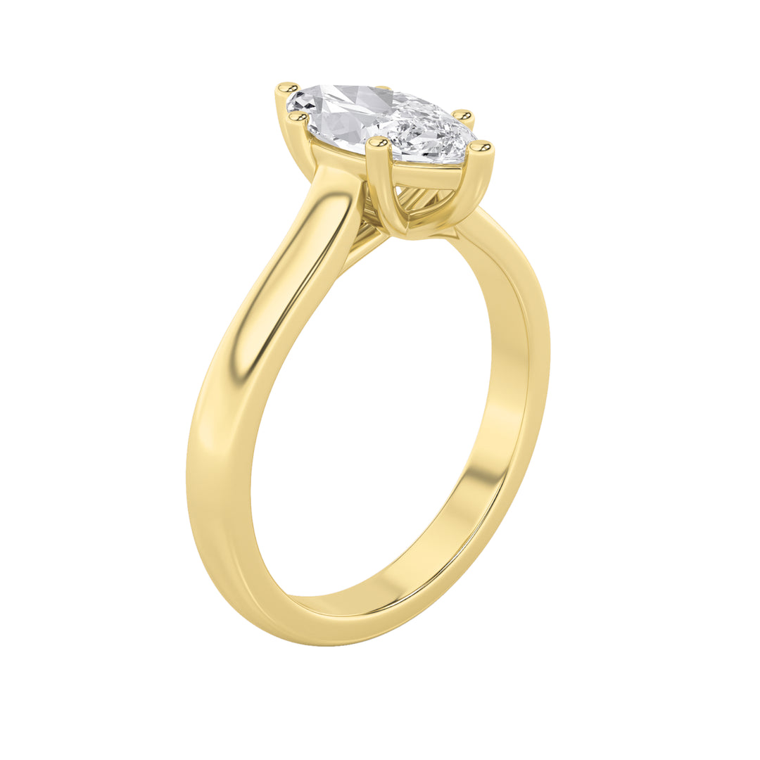 2Cttw Marquise Shaped Lab Grown Diamond (F/VS) Plain Cathedral Trellis Shank Solitaire Engagement Ring in 14K Gold