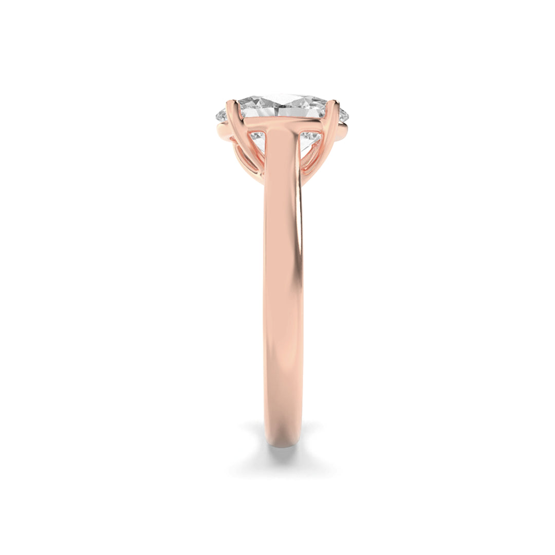 1CTW Oval Shaped Lab Grown Diamond (F/VS) Plain Cathedral Trellis Shank Solitaire Engagement Ring in 14K Gold
