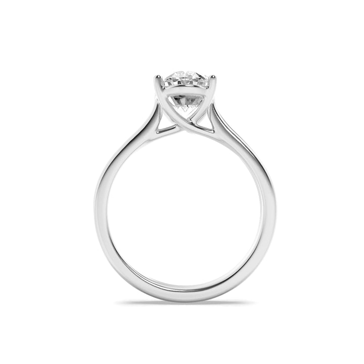 1.5CTW Oval Shaped Lab Grown Diamond (F/VS) Plain Cathedral Trellis Shank Solitaire Engagement Ring in 14K Gold