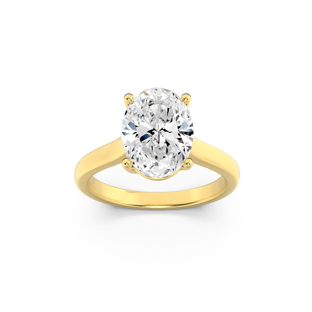 14KY 1.5ct Lab Oval Diamond Solitaire Engagement Ring