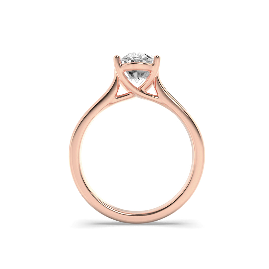 2Cttw Oval Shaped Lab Grown Diamond (F/VS) Plain Cathedral Trellis Shank Solitaire Engagement Ring in 14K Gold