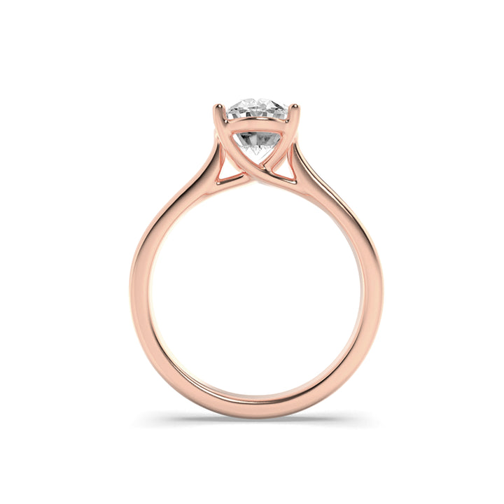 2Cttw Oval Shaped Lab Grown Diamond (F/VS) Plain Cathedral Trellis Shank Solitaire Engagement Ring in 14K Gold