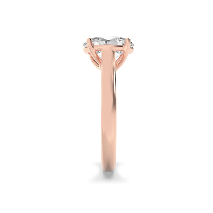 2Cttw Oval Shaped Lab Grown Diamond (F/VS) Plain Cathedral Trellis Shank Solitaire Engagement Ring in 14K Gold
