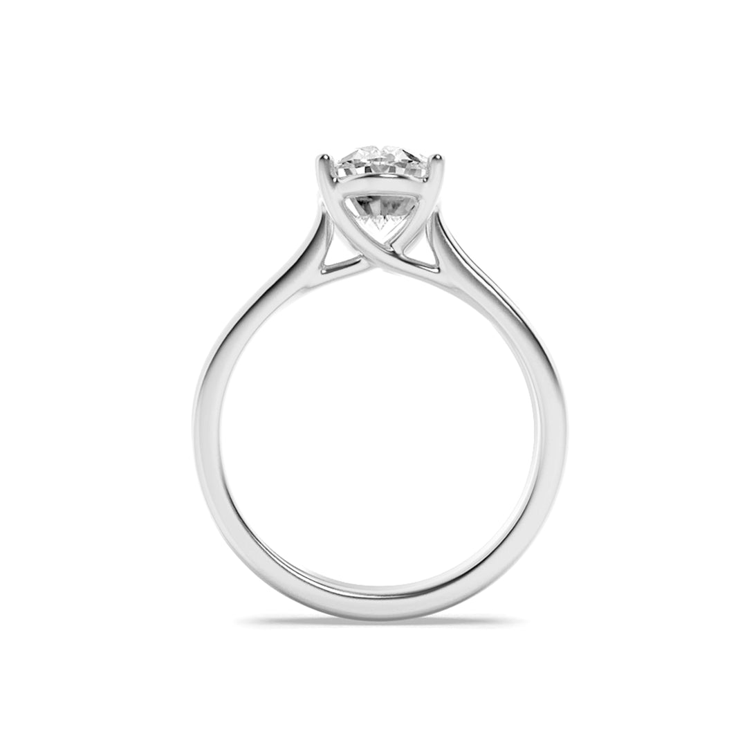 2.5Cttw Oval Shaped Lab Grown Diamond (F/VS) Plain Cathedral Trellis Shank Solitaire Engagement Ring in 14K Gold
