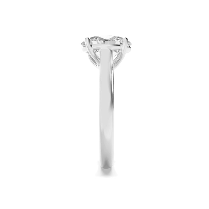 2.5Cttw Oval Shaped Lab Grown Diamond (F/VS) Plain Cathedral Trellis Shank Solitaire Engagement Ring in 14K Gold