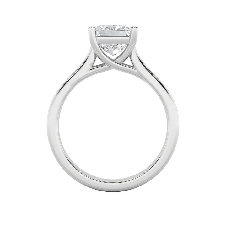 1CTW Princess Shaped Lab Grown Diamond (F/VS) Plain Cathedral Trellis Shank Solitaire Engagement Ring in 14K Gold