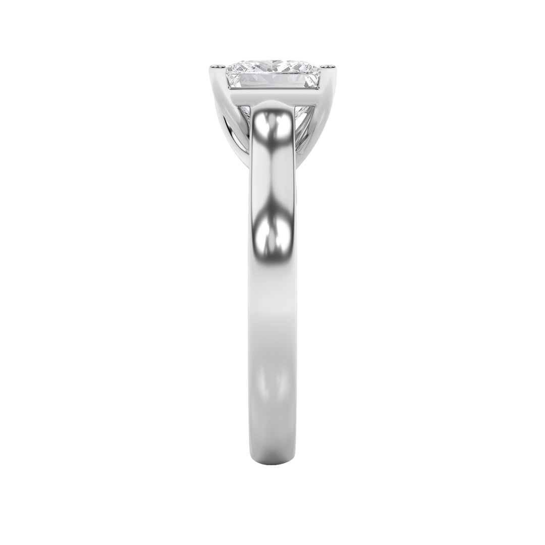 1CTW Princess Shaped Lab Grown Diamond (F/VS) Plain Cathedral Trellis Shank Solitaire Engagement Ring in 14K Gold
