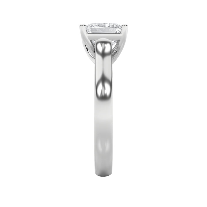 1CTW Princess Shaped Lab Grown Diamond (F/VS) Plain Cathedral Trellis Shank Solitaire Engagement Ring in 14K Gold