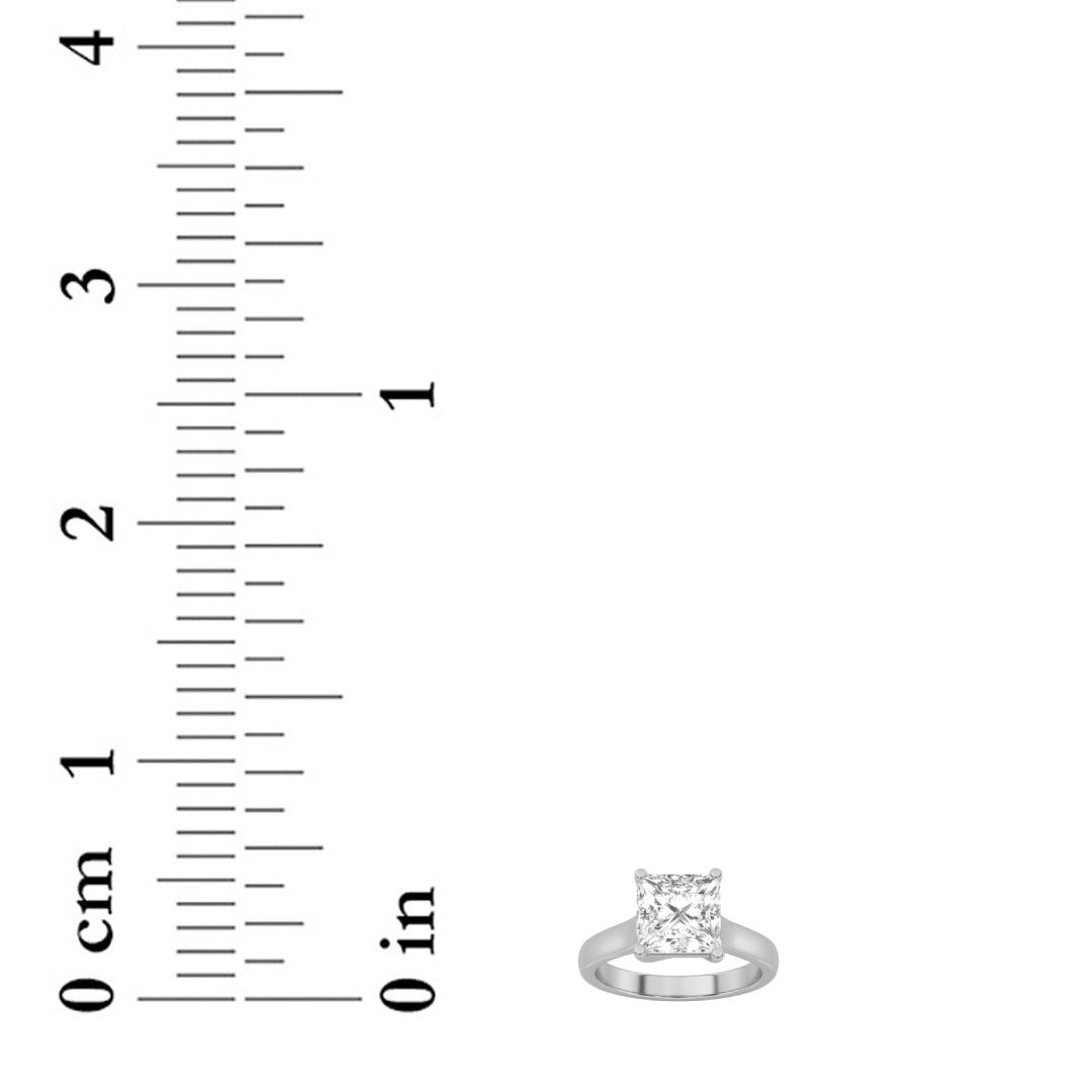 1CTW Princess Shaped Lab Grown Diamond (F/VS) Plain Cathedral Trellis Shank Solitaire Engagement Ring in 14K Gold