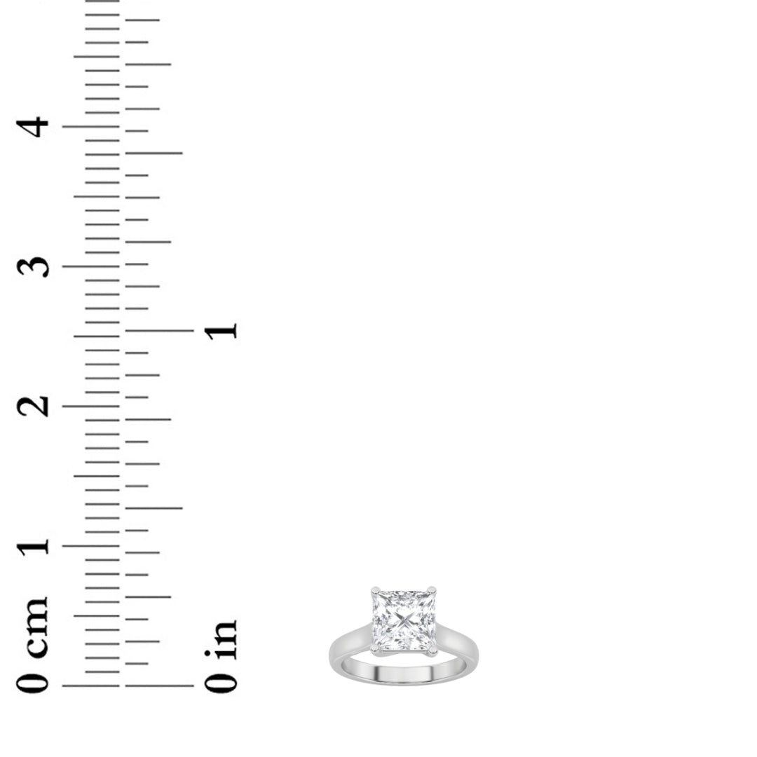 2Cttw Princess Shaped Lab Grown Diamond (F/VS) Plain Cathedral Trellis Shank Solitaire Engagement Ring in 14K Gold