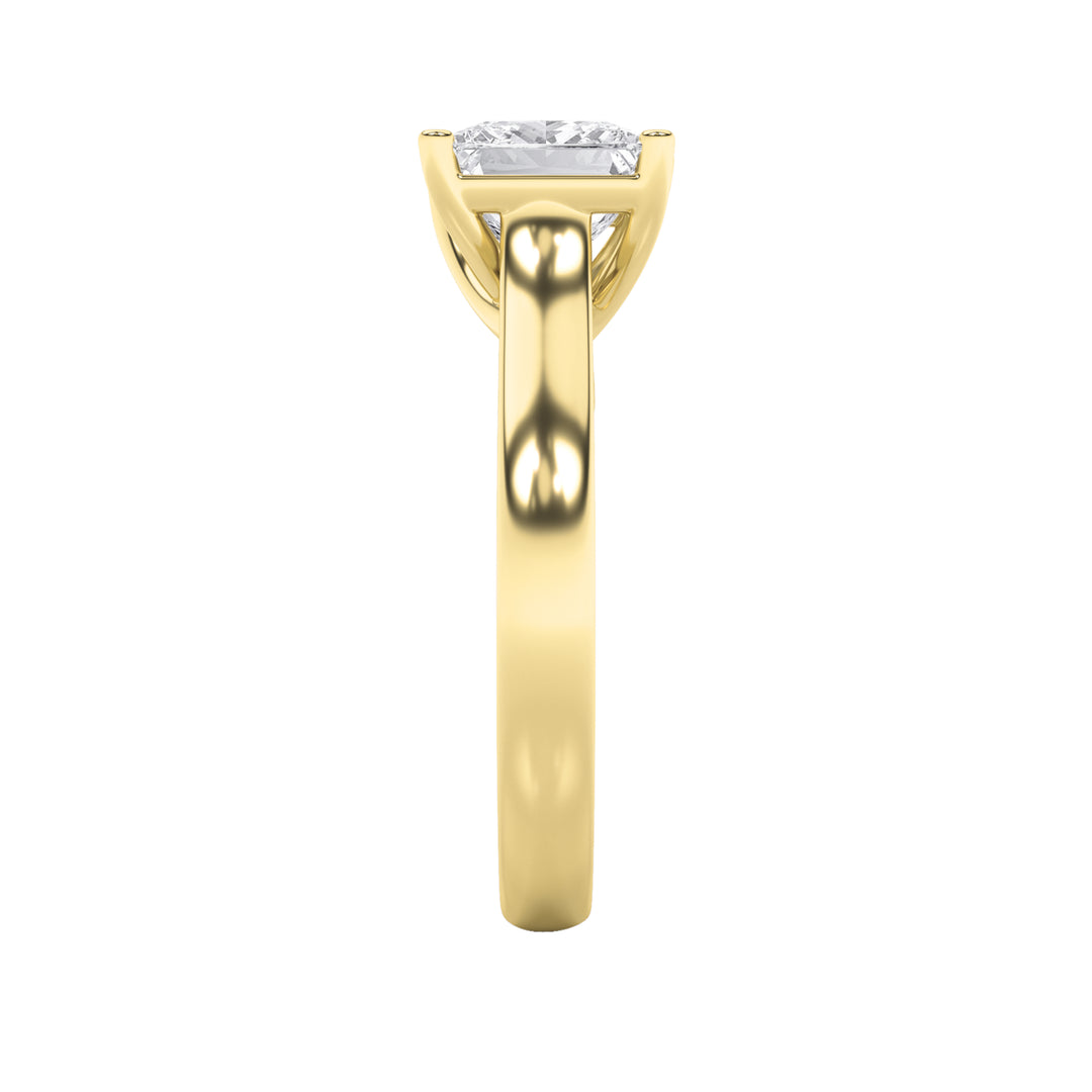 3Cttw Princess Shaped Lab Grown Diamond (F/VS) Plain Cathedral Trellis Shank Solitaire Engagement Ring in 14K Gold