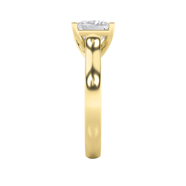 3Cttw Princess Shaped Lab Grown Diamond (F/VS) Plain Cathedral Trellis Shank Solitaire Engagement Ring in 14K Gold