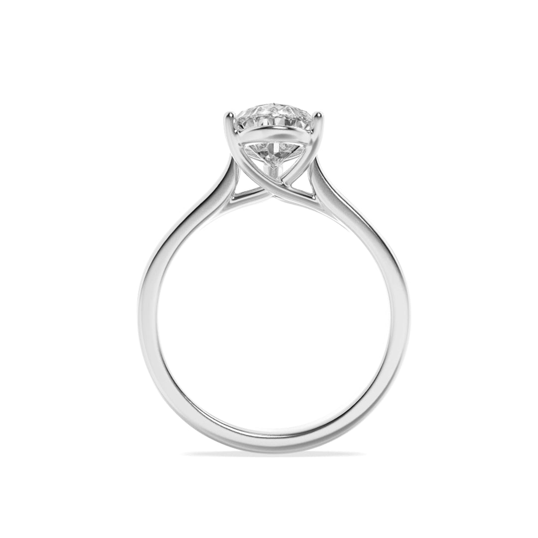 2Cttw Pear Shaped Lab Grown Diamond (F/VS) Plain Cathedral Trellis Shank Solitaire Engagement Ring in 14K Gold