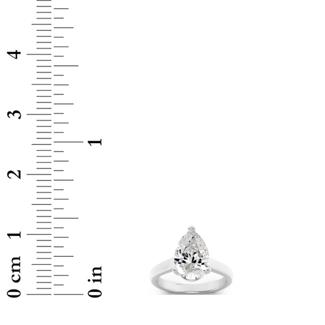 2Cttw Pear Shaped Lab Grown Diamond (F/VS) Plain Cathedral Trellis Shank Solitaire Engagement Ring in 14K Gold