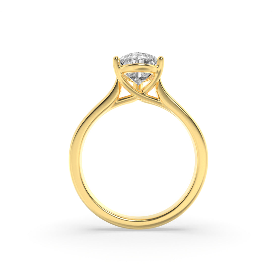 2Cttw Pear Shaped Lab Grown Diamond (F/VS) Plain Cathedral Trellis Shank Solitaire Engagement Ring in 14K Gold