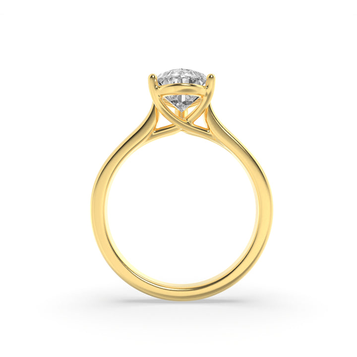 2Cttw Pear Shaped Lab Grown Diamond (F/VS) Plain Cathedral Trellis Shank Solitaire Engagement Ring in 14K Gold