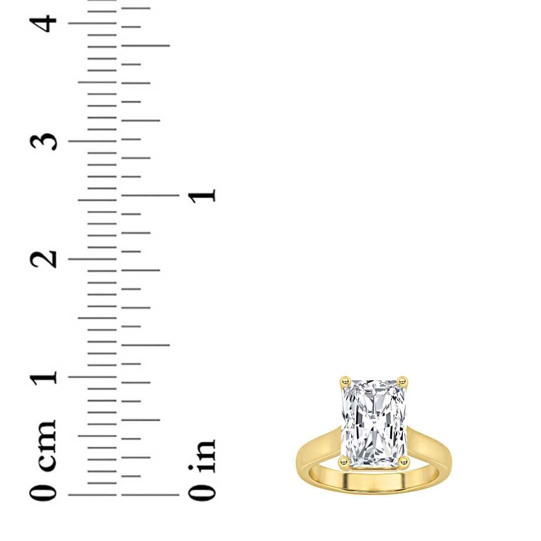 1CTW Radiant Shaped Lab Grown Diamond (F/VS) Plain Cathedral Trellis Shank Solitaire Engagement Ring in 14K Gold