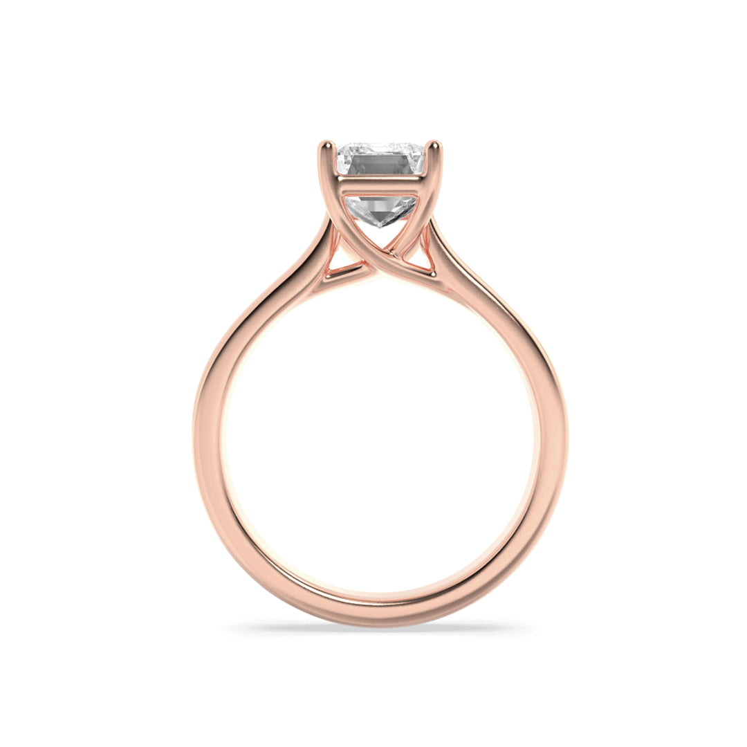 1CTW Radiant Shaped Lab Grown Diamond (F/VS) Plain Cathedral Trellis Shank Solitaire Engagement Ring in 14K Gold