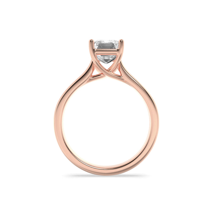 1CTW Radiant Shaped Lab Grown Diamond (F/VS) Plain Cathedral Trellis Shank Solitaire Engagement Ring in 14K Gold