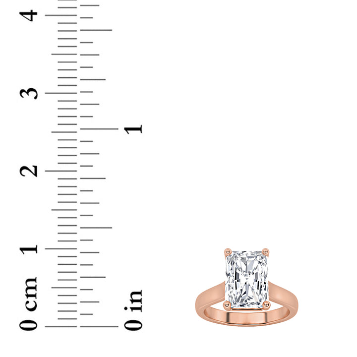 1CTW Radiant Shaped Lab Grown Diamond (F/VS) Plain Cathedral Trellis Shank Solitaire Engagement Ring in 14K Gold