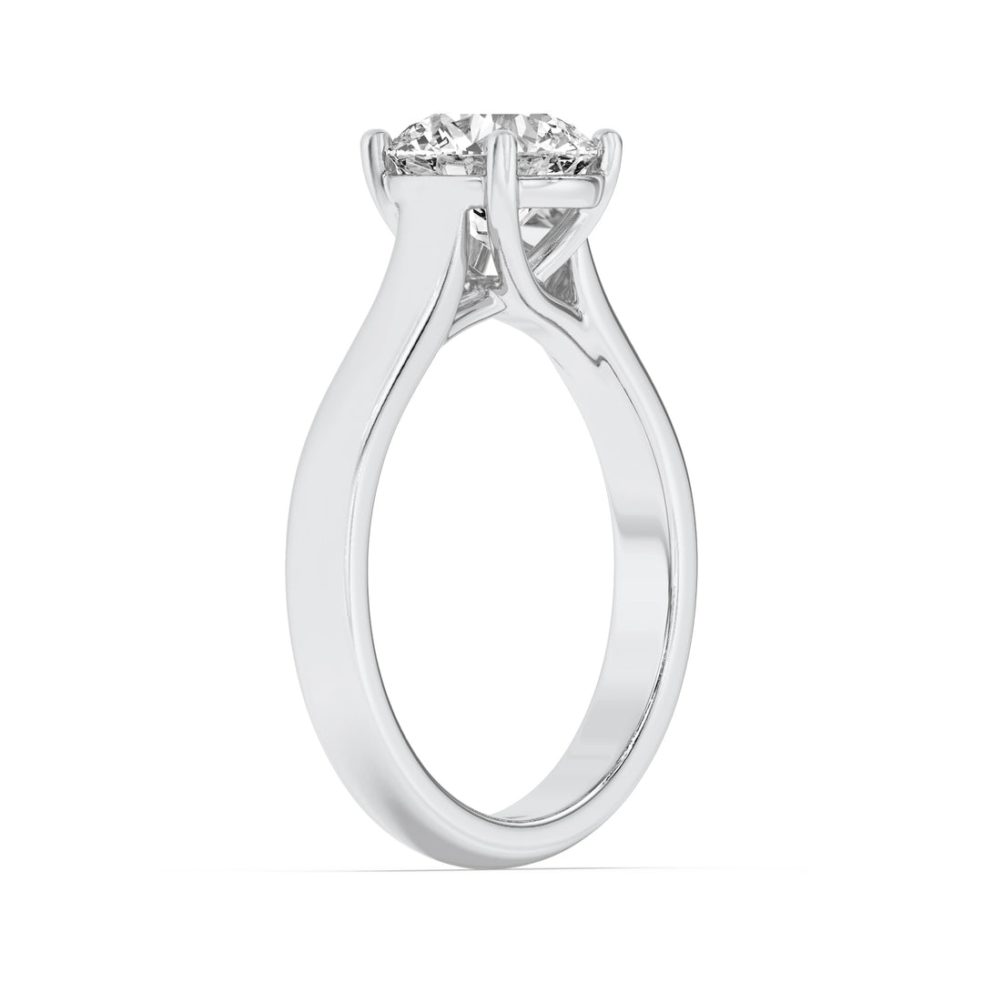 1CTW Round Shaped Lab Grown Diamond (F/VS) Plain Cathedral Trellis Shank Solitaire Engagement Ring in 14K Gold