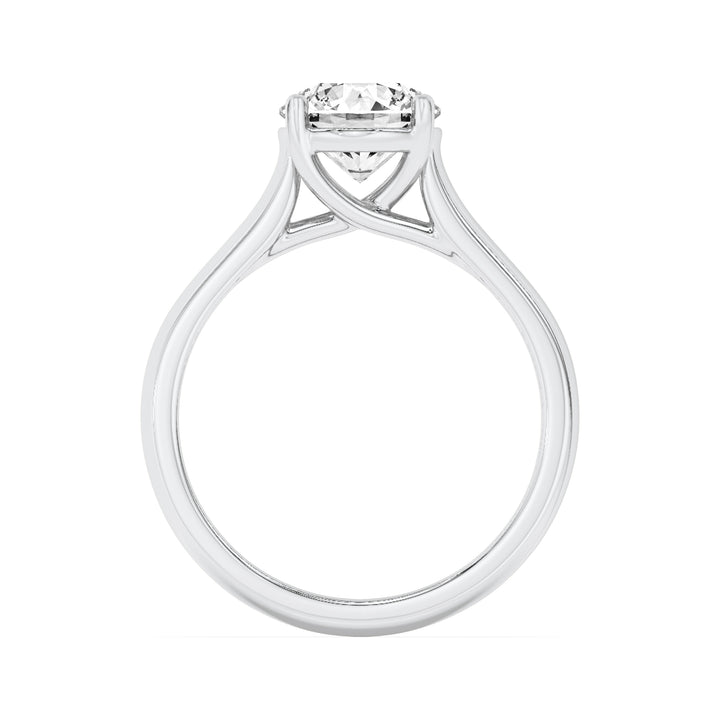 1CTW Round Shaped Lab Grown Diamond (F/VS) Plain Cathedral Trellis Shank Solitaire Engagement Ring in 14K Gold