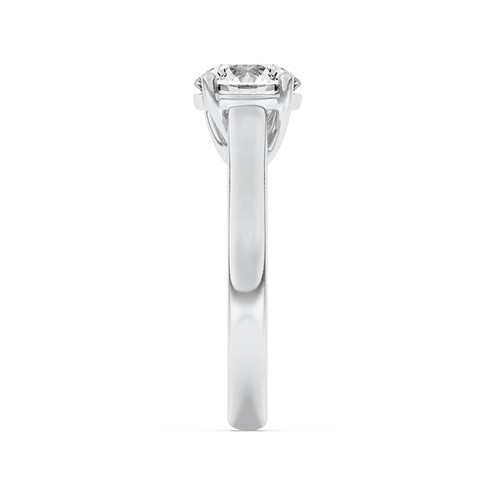 1CTW Round Shaped Lab Grown Diamond (F/VS) Plain Cathedral Trellis Shank Solitaire Engagement Ring in 14K Gold