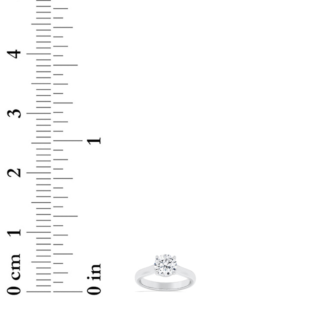 1CTW Round Shaped Lab Grown Diamond (F/VS) Plain Cathedral Trellis Shank Solitaire Engagement Ring in 14K Gold